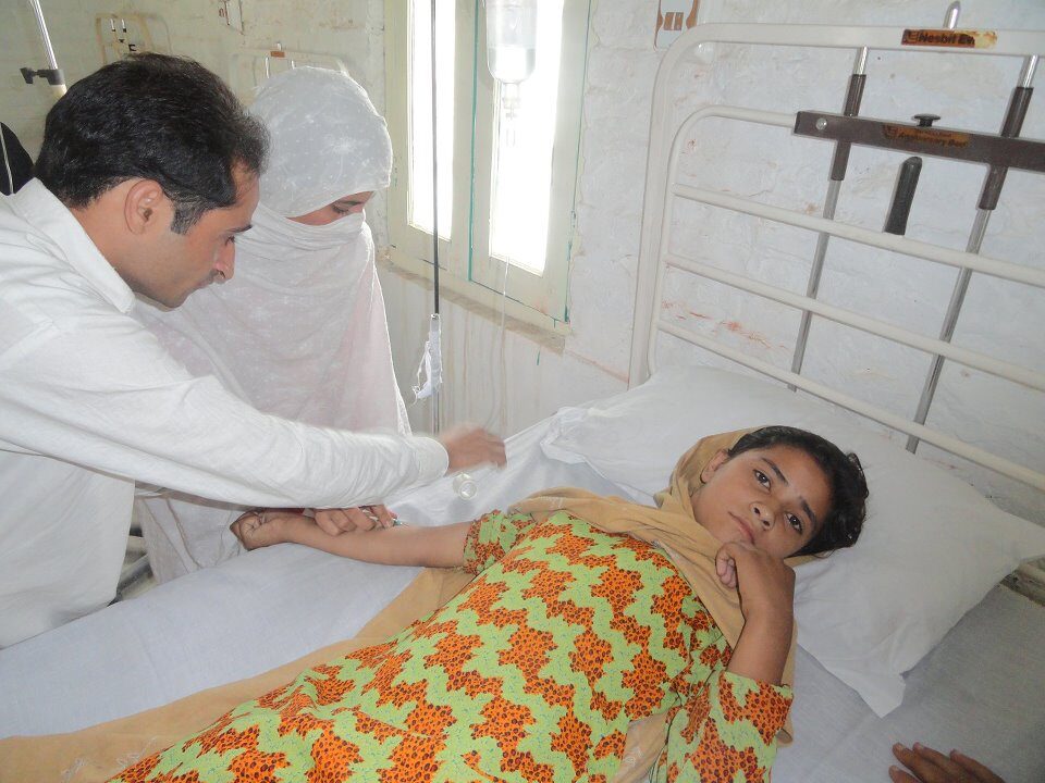 Patient receiving treatment in a CDRS ward